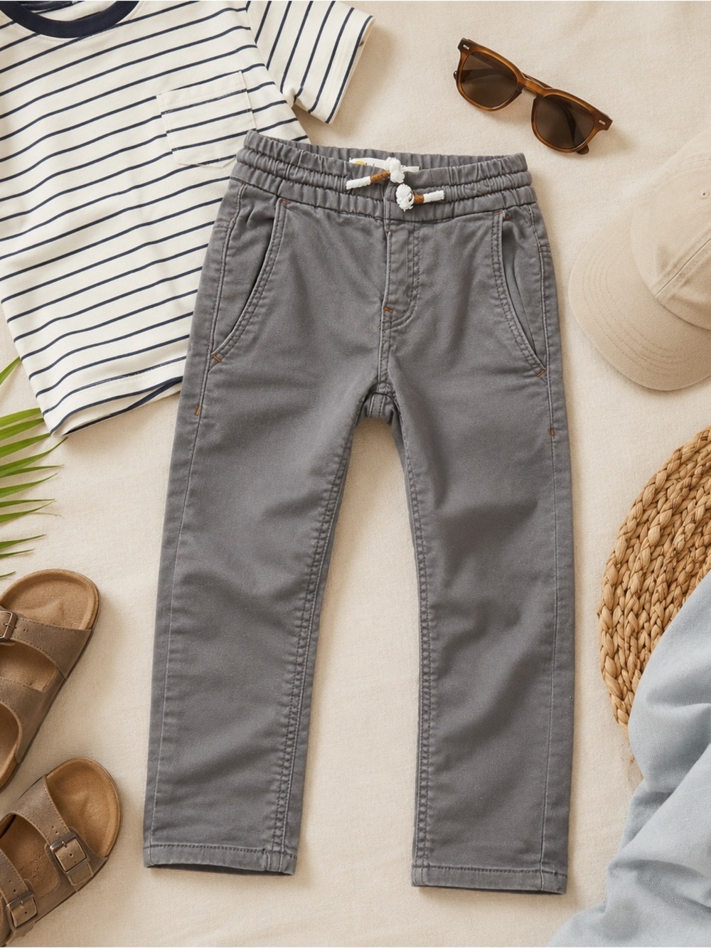 Boden Boys Gray Pull-On Pants